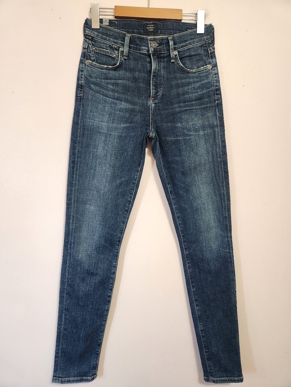 Citizens of Humanity Rocket High Rise Skinny Jeans Dark Wash Distressed Size 25